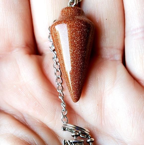 New Gold Sand Stone Pendulum & Silver Ship Pendant - Picture 8 of 8